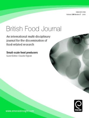 cover image of British Food Journal, Volume 108, Issue 7
